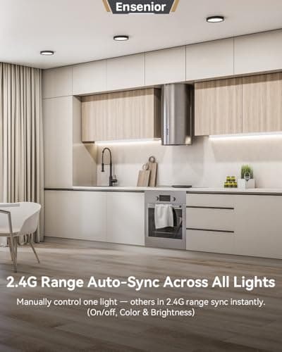 Ensenior 32 Inch Hand Wave LED Under Cabinet Lighting Plug in or Hardwired with Dimmable 5CCT CRI 90+ 2.4G Wireless Sync, Under Counter Lights for Kitchen, 120V, 18W 1100LM - Thumbnail 4