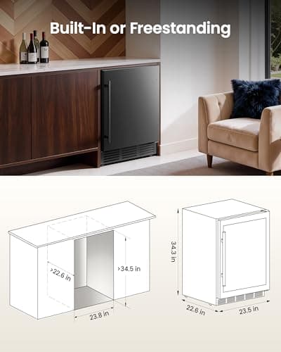 ICEVIVAL 24 Inch Beverage Refrigerator, 180 Can Under Counter Fridge, Stainless Steel Beer Fridge for Built-in & Freestanding, Outdoor Refrigerator for Soda, Beer, Wine (Black) - Thumbnail 5