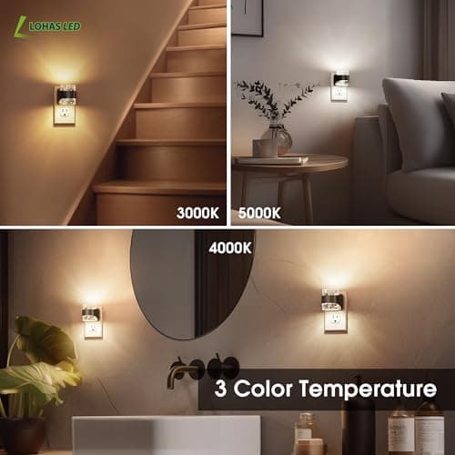 L LOHAS LED Night Light, Bubble Night Lights Plug into Wall,2 Pack 3000K/4000k/5000K Adjustable Color Temperature Night Light,Dimmable Nightlights with Dusk to Dawn Sensor for Rooms Bathroom Hallway - Thumbnail 4