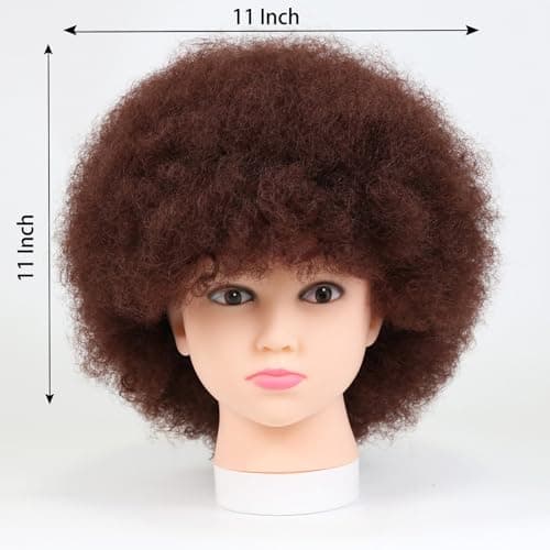 LQVEAIR Brown Afro Wigs for Women Small Size Adjustable Afro Kinky Wig 115gram Synthetic Disco Wigs For Daily Cosplay Party (Small,33#) - Thumbnail 3
