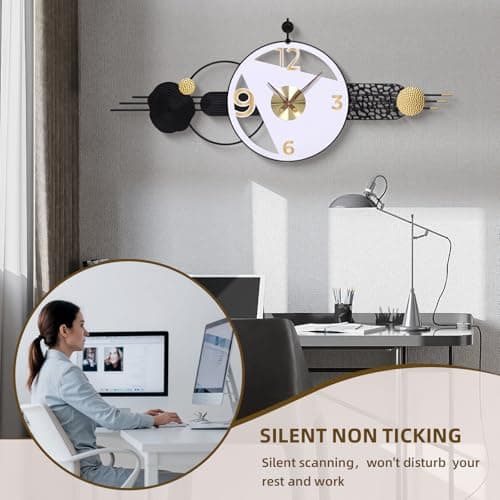 AXAORIRA 51x21 Inch Large Modern Wall Clocks for Living Room Decor, Silent Non-Ticking Battery Operated Quartz Analog Clock for Bedroom, Hallway, Home Office & Entryway, Decorative Housewarming Gift - Thumbnail 4