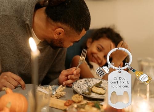 Ediseng Funny Dad Stocking Stuffers from Daughter/Son,Personalized Keychain for Men,One Piece Keychain,Cool Dad Christmas Gifts (silver) - Thumbnail 4
