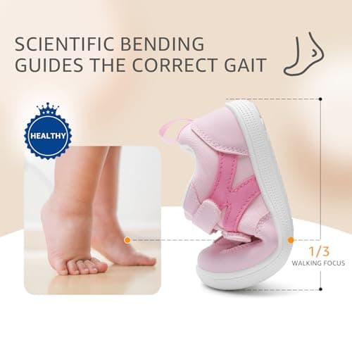 STQ KIDS Flexible Barefoot Casual Shoes for Baby Girl Boy First Walking Shoe 2-2.5 Years Pink Toddler Size 7 - Thumbnail 5