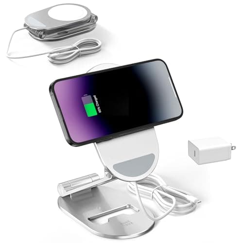 Minthouz Magnetic Wireless Charger for iPhone, 15W Fast Mag-Safe Charger Stand, Compatible with iPhone 16, 15, 14, 13, 12 Pro, AirPods Pro/4/3/2, Apple Magnet Wireless Charging Station - Image 1