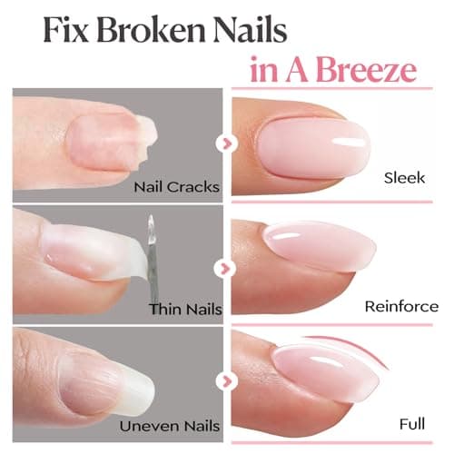 AZUREBEAUTY Builder Gel for Nails, 18ml 7-in-1 Nude Pink Builder Gel,Beginner Friendly, 30-Day Nail Strengthener Extension Glue, For Home Salon DIY & Gifts - Thumbnail 3