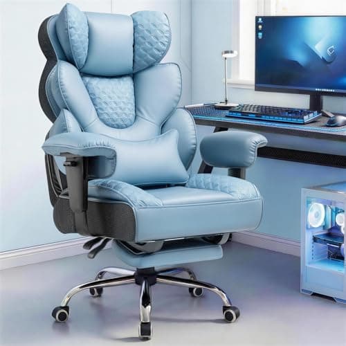 GTPLAYER Big and Tall Gaming Chair Ergonomic Heavy Duty Office Chair Racing Seat with Adjustable Lumbar Pillow Footrest 150° Reclining Thickened Armrests Breathable Mesh for Esports/PC Gaming - Image 1