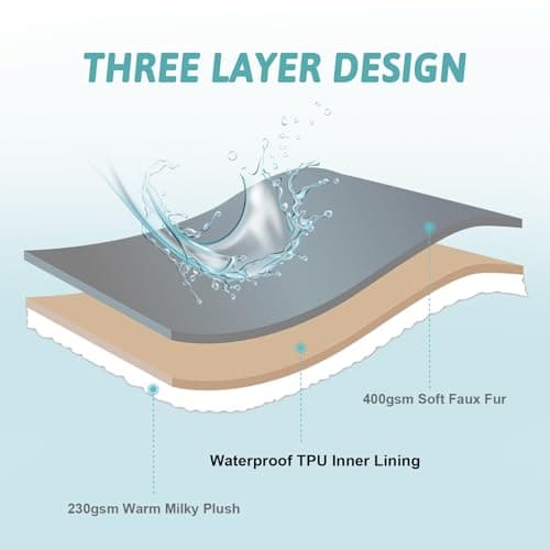 COZY KISS Luxury Faux Fur Blanket Deer Print, Waterproof Pet Blanket Washable, Woman Sofa Bed Couch Throw, Liquid Pee Proof for Large Dog or Cat, Reversible, Super Soft, 60x80 inch, Brown - Thumbnail 5