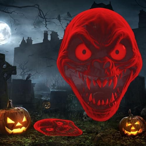 12 in 1 Halloween Projector Outdoor,3D Dynamic Halloween Decorations,Clearer Ghost/Spider/Bat/Skull/Witch/Nativity/Crucifix HD Patterns,Waterproof for Window Wall Cemetery Holiday Decor - Thumbnail 3