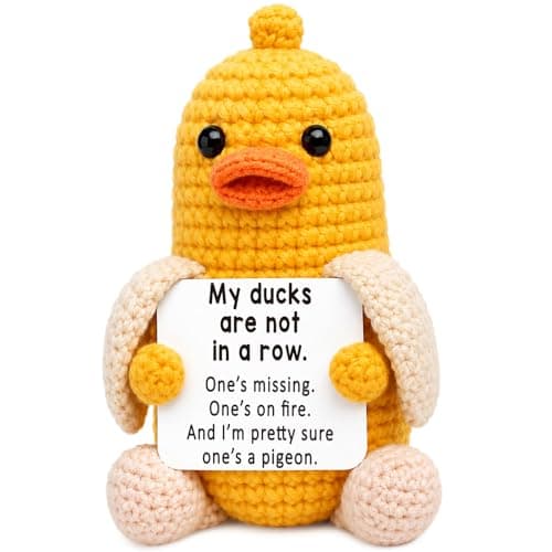 Mini Positive Crochet Duck Birthday Gifts for Women Men Adult Friend Sister Nurse Teachers Appreciation Graduation Stress Relief Gifts for Him Inspirational Gift for Women Easter Basket Stuffers - Image 1