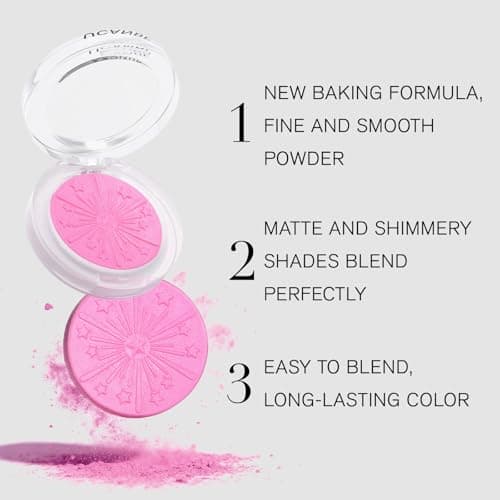 Baked Blush for Cheeks Makeup - Glow Powder Blush Palette, Silky Smooth, Seamless Buildable Face Blush Powder with Subtle Shimmer for a Natural, Long-Lasting Glow, 04 Bubble (Pink-Lilac Shade) - Thumbnail 5