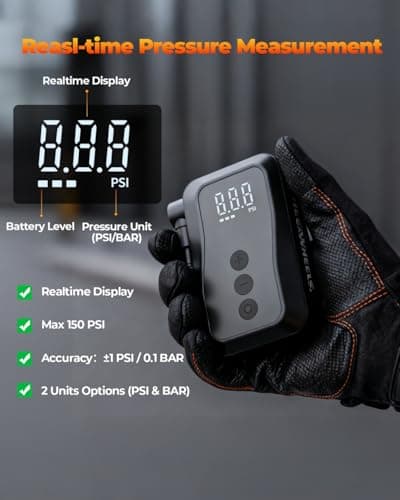 MEGAWHEELS Mini Bike Pump, 25s Fast Inflate Mini Bike Tire Pump with Gauge, 150PSI Portable Bike Pump with Presta and Schrader Valve for City Bike, Road Bike, Mountain Bike, Motorcycle - Thumbnail 6