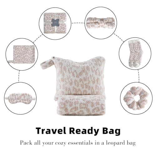 JOOJA Birthday Box Care Package Get Well Soon Gift Baskets Self Care Gifts, Birthday Gift Basket for Her, Leopard Print Gifts for Women Mom Wife Daughter Sister Friends Leopard Khaki - Thumbnail 3