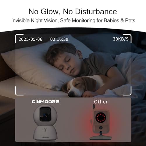 CINMOORE 5G Security Camera Indoor, 3K Pet/Dog Camera with Speaker/Phone App, PTZ WiFi Baby Monitor Cameras for Home Security, 0-Glow Night Vision 2-Way Talk, AI Tracking Facial Recognition Time Lapse - Thumbnail 5