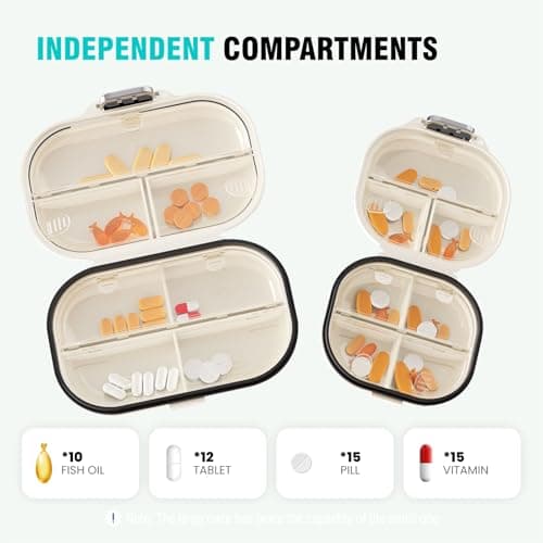 COMTAR Personal Pill Organizer 2PACK- Medicine Pill Case with Medicine Tracker, Waterproof Pill Box, 7 Compartments, Foldable Design (White) - Thumbnail 2