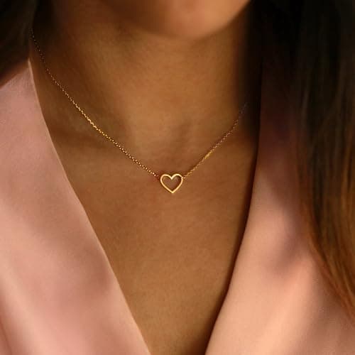 BAYLAY Heart Necklace for Women Girls, 18K Gold Plated Small Heart Necklace Gold Necklace for Women Teen Girl Gifts Trendy Stuff Gold Jewelry Mothers Day Gifts for Mom Grandma Women - Thumbnail 4