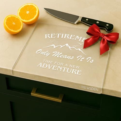 Engraved Acrylic Cutting Board with Counter Lip - Retirement Gifts for Woman Men Clear Counter Protector Kitchen Decor Happy Retirement Gifts for Teachers Mom Dad Coworker Boss Friends Retirees - Image 1