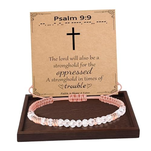 Btysun Easter Basket Stuffers for Teens, Christian Gifts for Women Morse Code Bracelets Adjustable Pink Bracelet Braided Religious Faith Baptism Confirmation Jewelry for Mom - Image 1