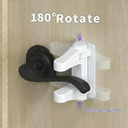6-Pack Door Handle Baby Proof – Child Proof Door Lever Lock & Door Locks for Kids Safety, Stop Toddlers & Pets from Opening Doors – Easy One-Hand Use, No-Drill Adhesive – Fit Bath/Kitchen/Bedroom - Thumbnail 6