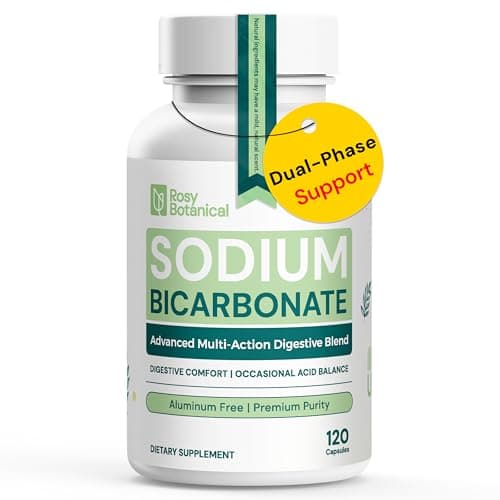 Sodium Bicarbonate Capsules for Digestive Comfort & Alkaline Balance - Aluminum Free Formula, Delayed Release Bicarbonato de Sodio Supplement for Organic Usage - Bicarbonate of Soda Pills 120 Caps - Image 1
