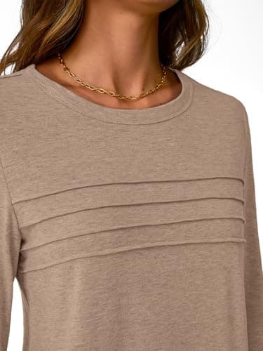 NORACORA Womens 3/4 Sleeve Tops and Blouses Dressy Casual Business Crew Neck Tunic Shirts Trendy Outfits Casual Basic Shirts Tunic Light Khaki XXL - Thumbnail 6