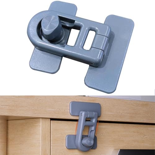 Bstsilver Refrigerator Lock 90 Degree Childproof for Cabinet Door Corner Drawer Freezer RV Oven Cupboard Closet, Fridge Latches Petproof Baby Proofing for Toddler Cat, Upgraded Adhesive (gray)