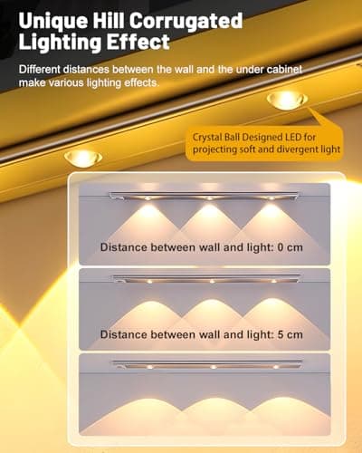 Pak Under Cabinet Lights, Rechargeable Motion Sensor Light Indoor, Wireless and 3-Color Dimmable with Cat’s Eye Hill Effect, for Display Cabinets, Showcases, Wine Racks, 2 Pack, Silver - Thumbnail 6
