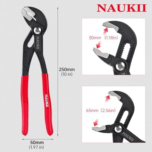 NAUKII 10inch Water Pump Plier for Home Repair‌ Comfortable Grip Pliers Motorbike Repair Adjustable Plier - Thumbnail 4