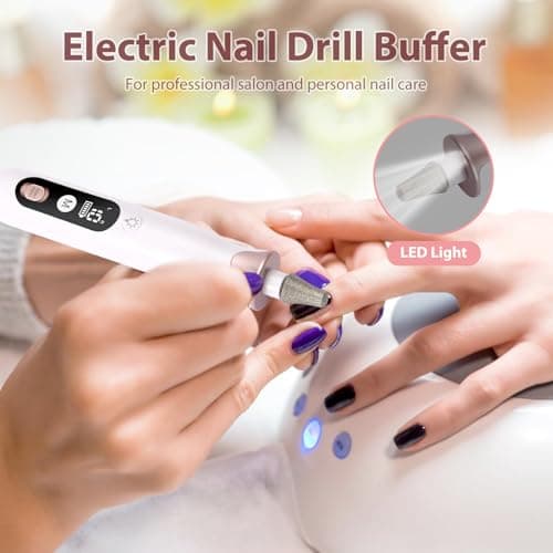 ZABOUL Electric Nail Drill Kit Cordless Professional Manicure Pedicure Nail File Buffer for Acrylic Nails Gel Polishing Removing Manicure Salon Home with Nail Drill Bits Sanding Bands - Thumbnail 4