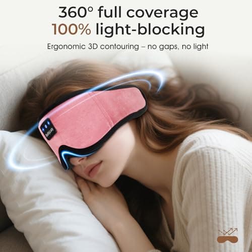 BeMyLady Sleep mask Headphones,100% Blackout 3D Zero Eye Pressure Bluetooth Sleep mask Breathable Eye mask with Bluetooth Headphones Sleep Headphones for Side Sleepers, 14H Playtime&Bluetooth 5.4 Pink - Thumbnail 2