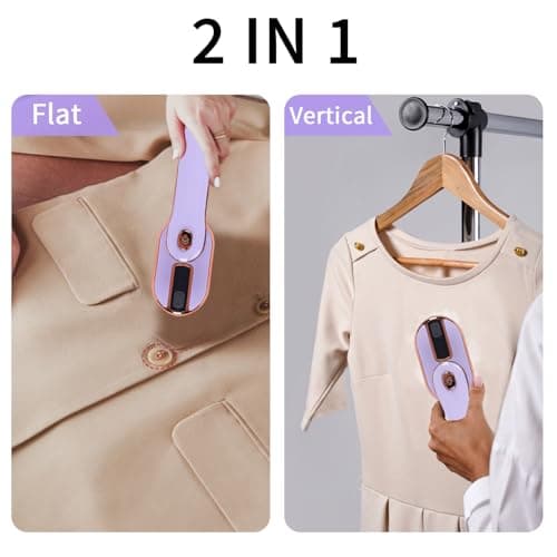 1000W Travel Steamer for Clothes, Portable 2-in-1 Handheld Steamer & Iron, 20s Fast Heat-Up, Sharp-Corner Detail Panel, Foldable 180° Handle, Compact for Home & Travel (Grape Purple) - Thumbnail 5