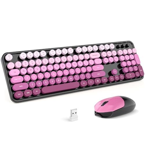 MOFII Wireless Computer Keyboard and Mouse Combo, Typewriter Full Size Keyboard with Number Pad and 2 in 1 USB Connected Mouse for PC Laptop Desktop Windows 7 8 11, Black & Pink - Image 1