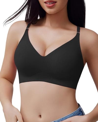 LIIJOO Seamless Minimizer Bras for Women Full Coverage Wireless Comfort Support Shaping Bra Plus Size Everyday T-Shirt Bra（Black，4XL Plus Size） - Image 1