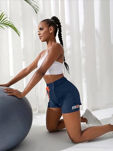 YOAKUKA Women's 2 in 1 Workout Shorts Gym Workout Yoga Running Biker Tennis Skirts Clothes Summer Navy Blue - Thumbnail 3