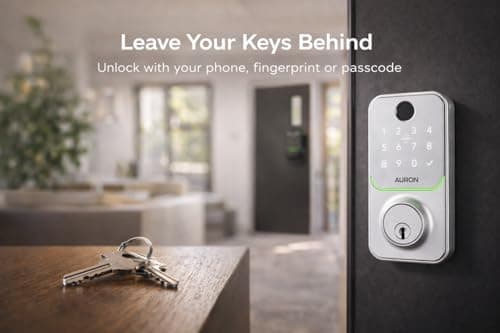 Smart Deadbolt Lock – 5-in-1 Keyless Entry: Fingerprint, Keypad, App, Card & Key | IP65 Weatherproof | Auto-Lock | Fits Standard Doors 1-3/8"-1-3/4" | No Wiring (Silver) - Thumbnail 6