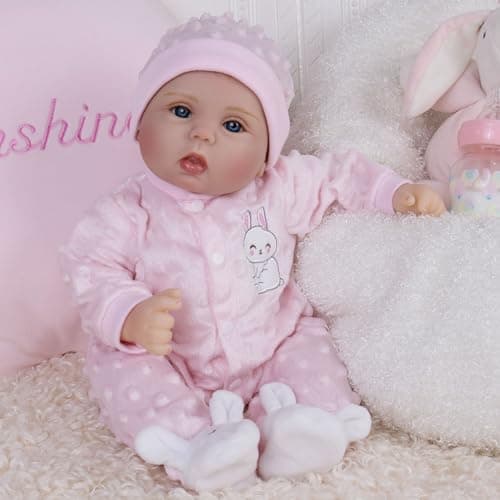 Milidool Reborn Baby Dolls Lifelike Girl Doll 18 inch Realistic Newborn Baby Doll Real Looking Silicone Baby Dolls Girl with Feeding Complete Accessories for 3+ Years Old Gifts - Thumbnail 5