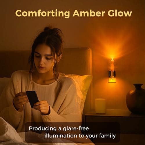 L LOHAS LED Night Light, Amber Candle Night Lights Plug into Wall,2 Pack 0-100 LM Dimmable Nightlight, Plug in Acrylic Diamond Night Light with Dusk to Dawn Sensor, for Bathroom Hallway - Thumbnail 2