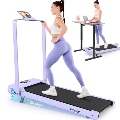 FUNMILY Upgrade Walking Pad Treadmill with 12% Incline & Handle Bar, 3.5HP Foldable Treadmills for Home Small, Under Desk Compact Walking Pad 400+lb Capacity, Shock Absorption(Cute Pink) - Image 1
