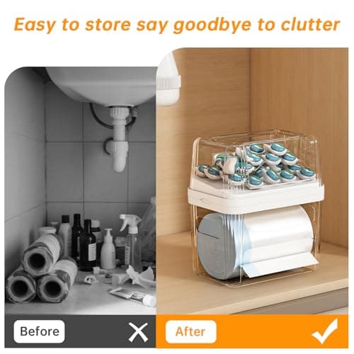 2-in-1 Trash Bag Holder Laundry & Dishwasher Pods Container,Garbage Bag Dispenser with Removable Lids,Kitchen Organizer and Under Sink Storage Box - Thumbnail 6
