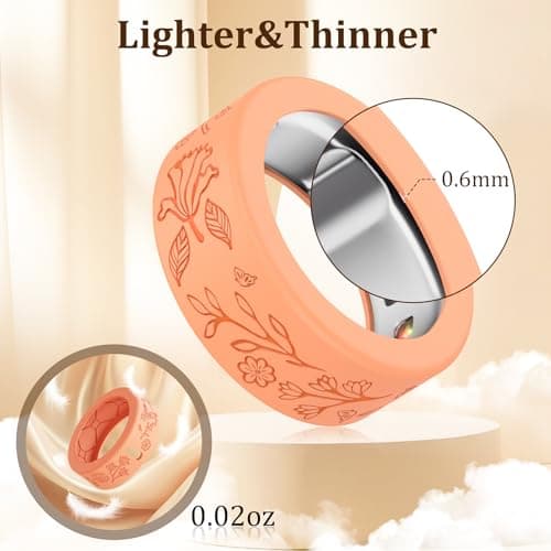YWXTW Floral Cover for Oura Ring 4/3/ 4 Ceramic/Samsung/Ultrahuman, Support Charging Silicone Ring Protector for Women/Girls/Men, Dressy Accessories, 12 Pack (Minimalism, S) - Thumbnail 5
