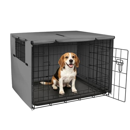 Explore Land Dog Crate Cover Heavy Duty Polyester Pet Kennel Sunshade Universal Fit for 36 inches Wire Cage (Grey) - Image 1