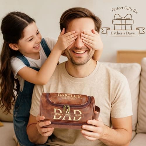Personalized Toiletry Bag for Men - Custom Large Leather Dopp Kit with Engraved Name & Text, Personalized Gift for Groomsmen, Husband, Dad, Boyfriend, Birthday or Christmas Gifts for Men - Thumbnail 2