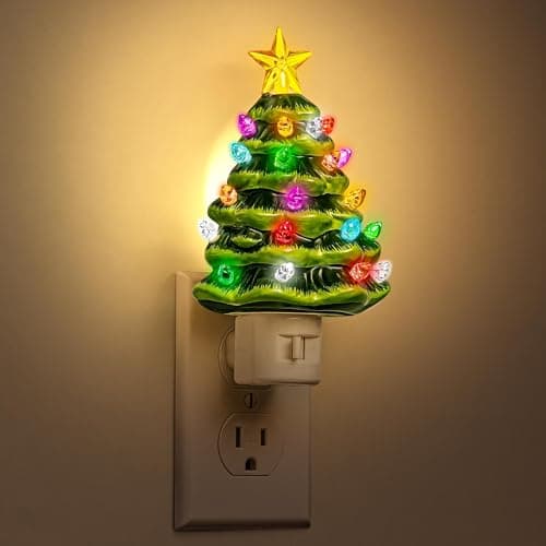JandCase Christmas Tree Night Light, 3000K Night Lights Plug into Wall,Cute & Funny Christmas Night Light for Kids,Plug in Vintage Decor Nightlight with 360° Rotatable for Home Party Decor,1 Pack - Image 1