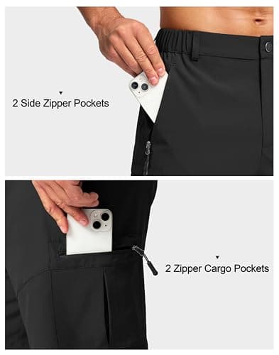 Pudolla Men's Hiking Cargo Shorts Lightweight 7" Travel Casual Shorts for Men Golf Work Outdoor with 5 Zipper Pockets(Black Medium) - Thumbnail 4