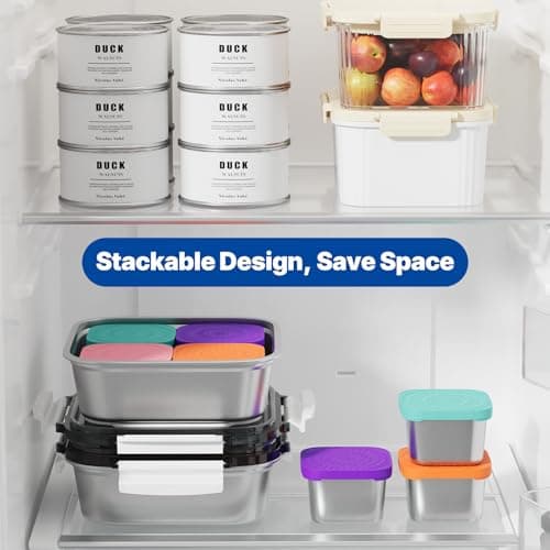 ENCYS Set of 2 Stainless Steel Conntainers with Lids 5 Pack,Large Stainless Steel Container(1.5qt) and Set of 4 Snack Containers,Convenient to Carry,Suitable for Picnics and Travel - Thumbnail 6