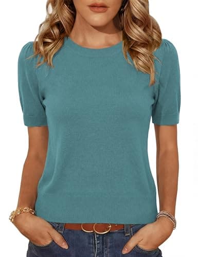 Totatuit Green Sweater Women Puff Sleeve Boxy Tops Ladies Wool Crochet Knit Pullover Sweaters Trendy 2026 XL - Image 1