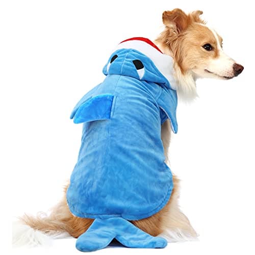 NACOCO Pet Shark Costume Clothes, Cute Christmas Dog Apparel Outfit for Large Dogs, Fall and Winter (Blue, 2XL)