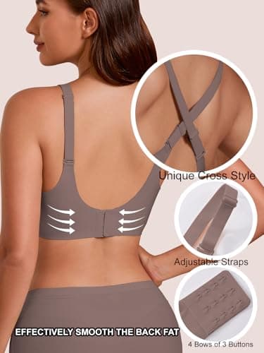 COCOMARTS Jelly Bras for Women No Underwire Seamless Push Up Bra Full Support Comfort Bralettes Wireless Plunge Everyday Bra Coffee 2X-Large - Thumbnail 5