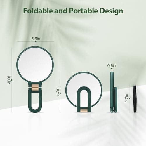 B Beauty Planet 30X Magnifying Mirror, Hand Mirror with Handle, Double Sided Hand Mirror with 30X/1X Magnification, Travel Essential Portable Foldable Makeup Mirror for Precision MakeupGreen - Thumbnail 6