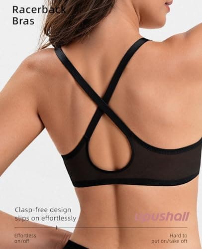 Upushall Women's Racerback Balconette Sexy Sheer Front Closure Plunge Bra - Thumbnail 3