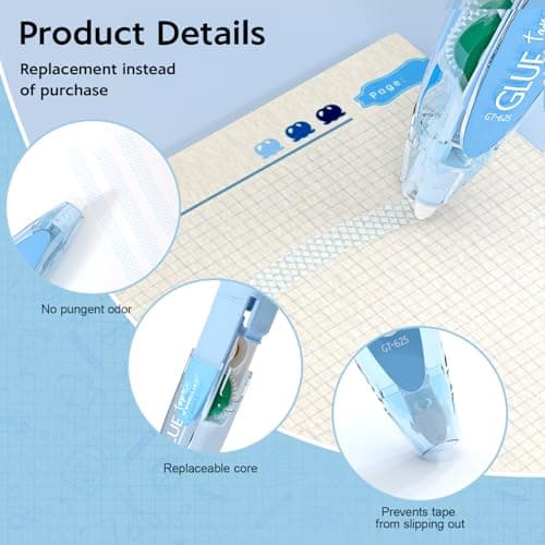 CHANGLi 8pack Refillable Glue Tape for Scrapbook, 16FT*1/5 Inch Double Sided Tape for Crafts, Scrapbooking Supplies, Replacement Glue Tapes, Reusable Glue Tape for Gift Wrapping, Photo - Thumbnail 5